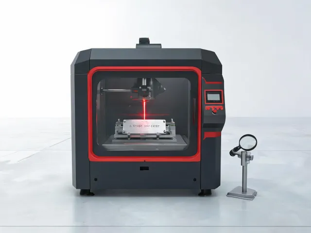 Fiber laser marking station for industrial tags