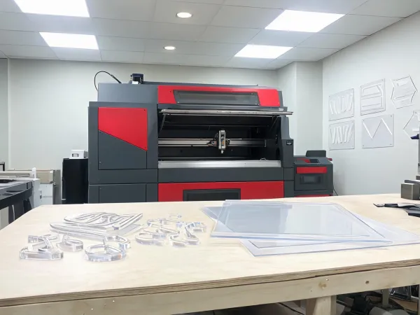 Signage shop cutting acrylic display letters