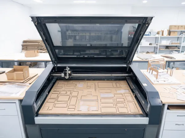 Packaging prototype parts cut on a laser system